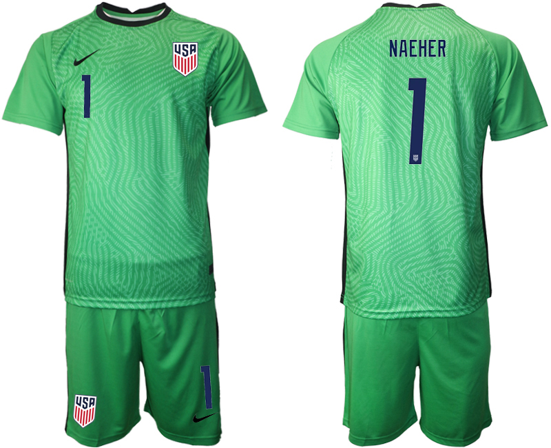 Men 2020-2021 Season National team United States goalkeeper green #1 Soccer Jersey1->united states jersey->Soccer Country Jersey
